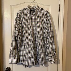 Southern Marsh Men’s 2X Wrinkle-Free Gingham Button Down Shirt Blue Green Check